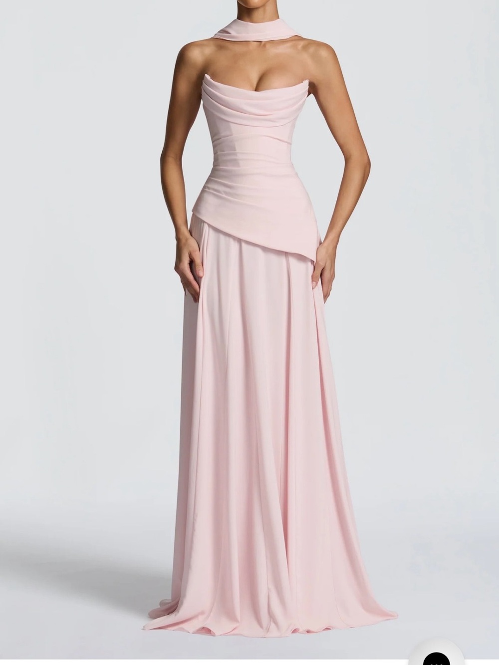 Elegant Blush Pink Draped Evening Gown